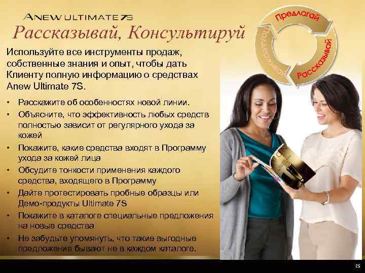Рассказывай, Консультируй Используйте все инструменты продаж, собственные знания и опыт, чтобы дать Клиенту полную