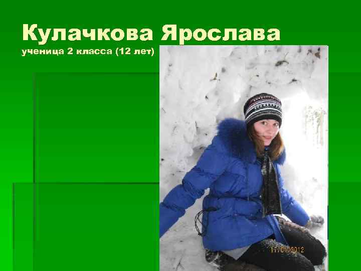 Кулачкова Ярослава ученица 2 класса (12 лет) 