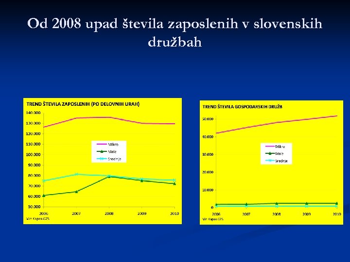 Od 2008 upad števila zaposlenih v slovenskih družbah 