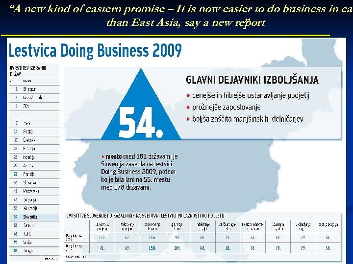 “A new kind of eastern promise – It is now easier to do business