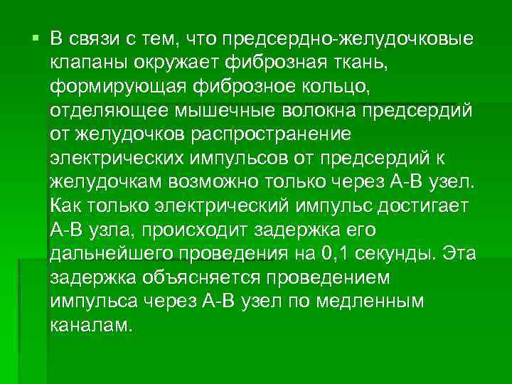 § В связи с тем, что предсердно-желудочковые клапаны окружает фиброзная ткань, формирующая фиброзное кольцо,