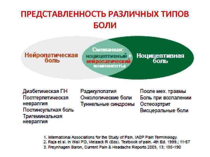 ПРЕДСТАВЛЕННОСТЬ РАЗЛИЧНЫХ ТИПОВ БОЛИ 