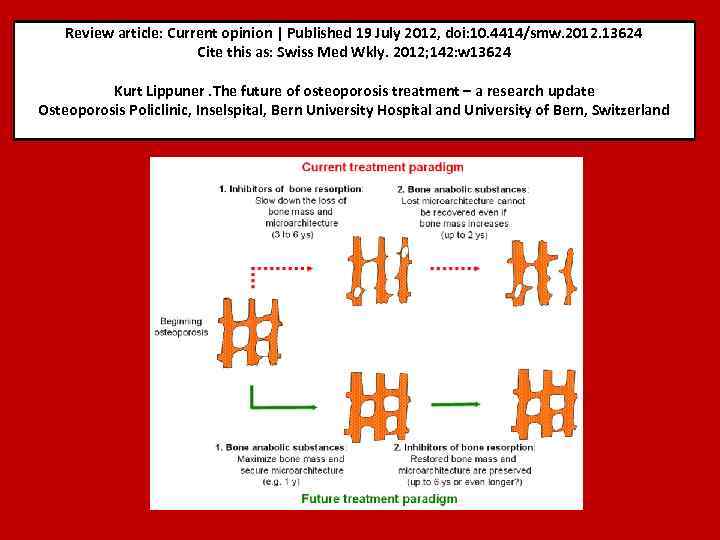 Review article: Current opinion | Published 19 July 2012, doi: 10. 4414/smw. 2012. 13624