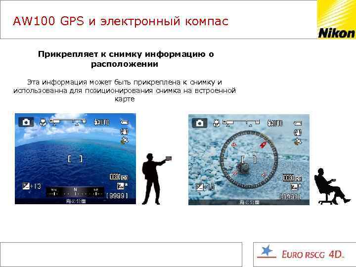 AW 100 GPS и электронный компас Прикрепляет к снимку информацию о расположении Эта информация