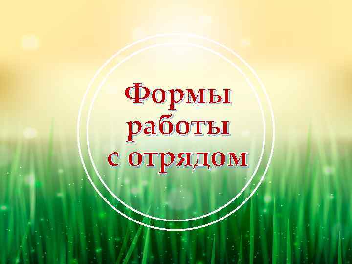 Формы работы с отрядом 