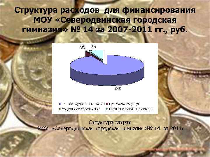 Структура расходов для финансирования МОУ «Северодвинская городская гимназия» № 14 за 2007 -2011 гг.