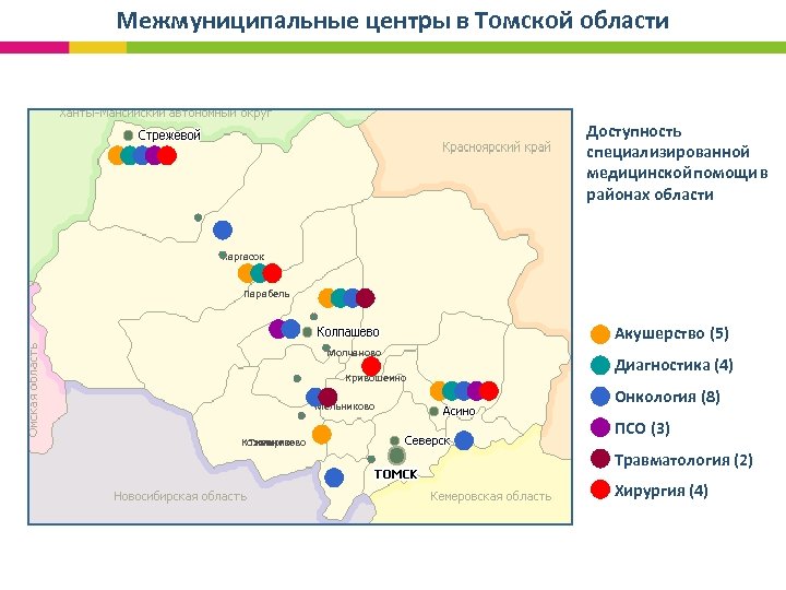 Межмуниципальные центры в Томской области Доступность специализированной медицинской помощи в районах области Каргасок Парабель