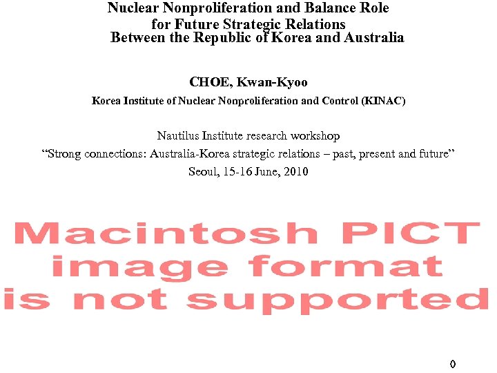 Nuclear Nonproliferation and Balance Role for Future Strategic Relations Between the Republic of Korea
