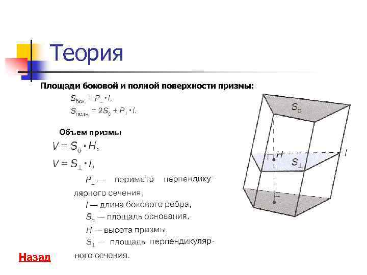 Найдите боковую поверхность и объем. Площадь боковой и полной поверхности Призмы. Призма формулы площади и объема. Формула боковой поверхности Призмы. Площадь боковой поверхности Призмы формула.