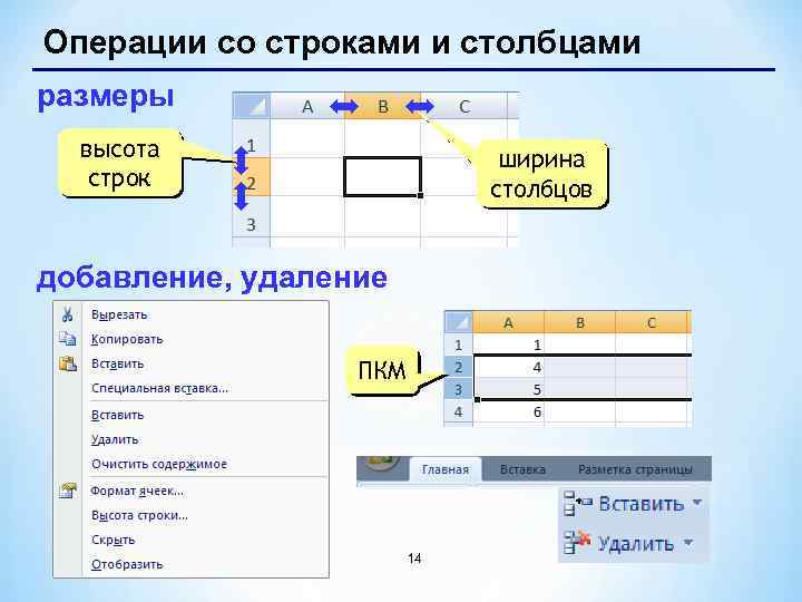 Участки столбцы. Ширина Столбцов. Операции со строками и столбцами. Изменение ширины Столбцов и высоты строк. Ширина строки.