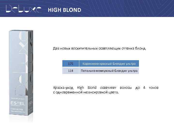 HIGH BLOND Два новых восхитительных осветляющих оттенка блонд 175 Коричнево-красный блондин ультра 118 Пепельно-жемчужный