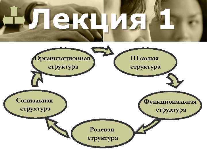 Лекция 1 Организационная структура Социальная структура Штатная структура Функциональная структура Ролевая структура 