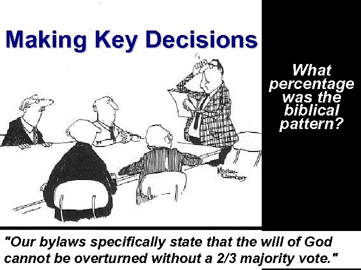 Making Key Decisions Ecclesiology Notes, pages 35 -85 What percentage was the biblical pattern?