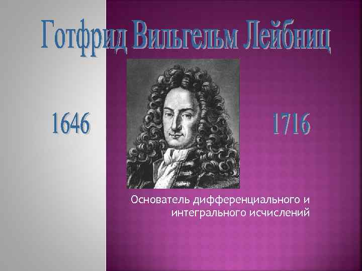 Основатель дифференциального и интегрального исчислений 