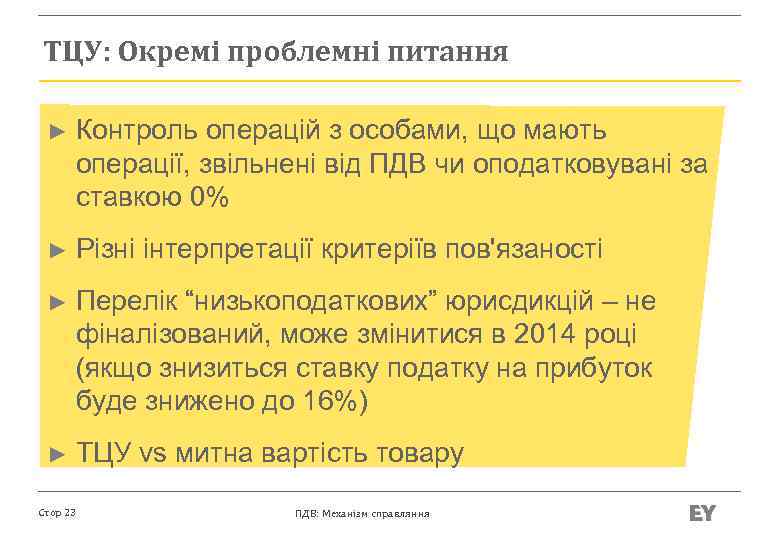 ТЦУ: Окремі проблемні питання ► Контроль операцій з особами, що мають операції, звільнені від
