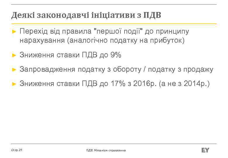Деякі законодавчі ініціативи з ПДВ ► Перехід від правила 