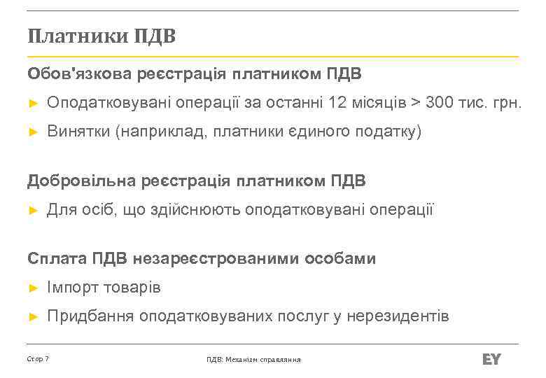 Платники ПДВ Обов'язкова реєстрація платником ПДВ ► Оподатковувані операції за останні 12 місяців >