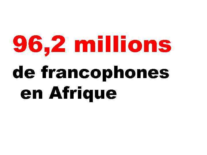 96, 2 millions de francophones en Afrique 