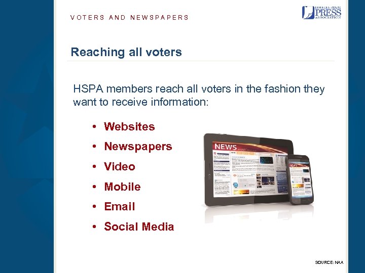 VOTERS AND NEWSPAPERS Reaching all voters HSPA members reach all voters in the fashion