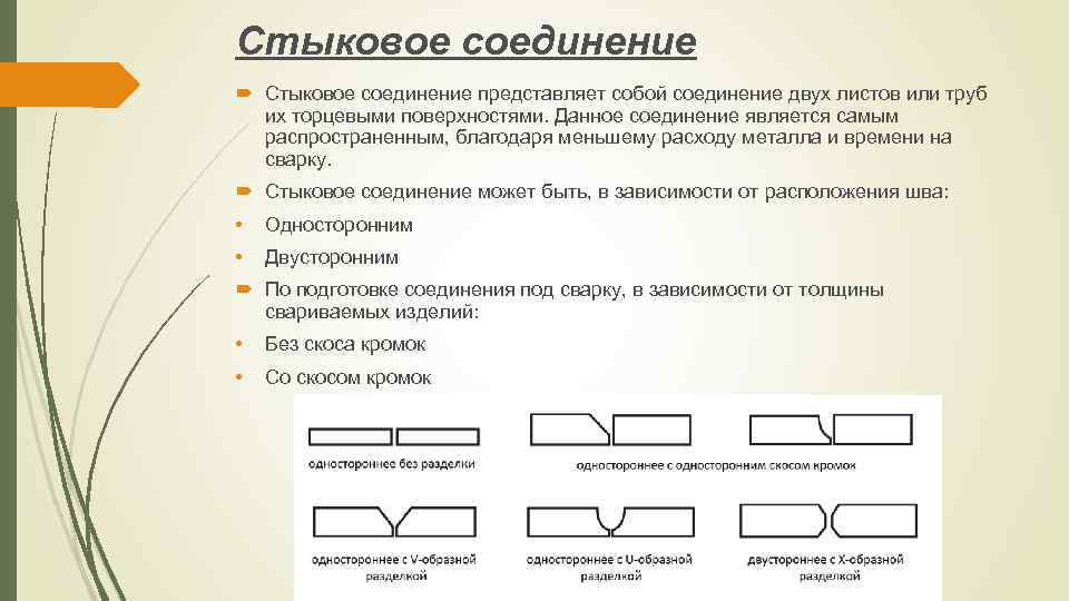 Стыковое соединение представляет собой соединение двух листов или труб их торцевыми поверхностями. Данное соединение