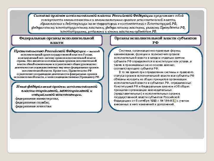 Система органов исполнительной власти Российской Федерации представляет собой совокупность взаимосвязанных и взаимозависимых органов исполнительной