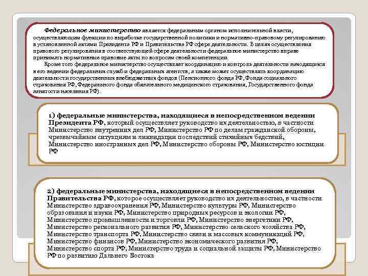 Федеральное министерство является федеральным органом исполнительной власти, осуществляющим функции по выработке государственной политики и