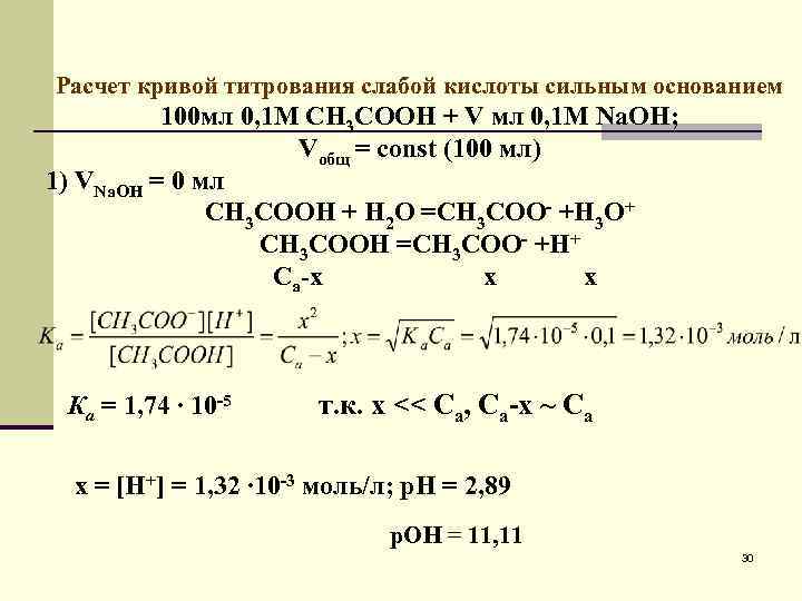 Титрование сильная кислота сильное основание