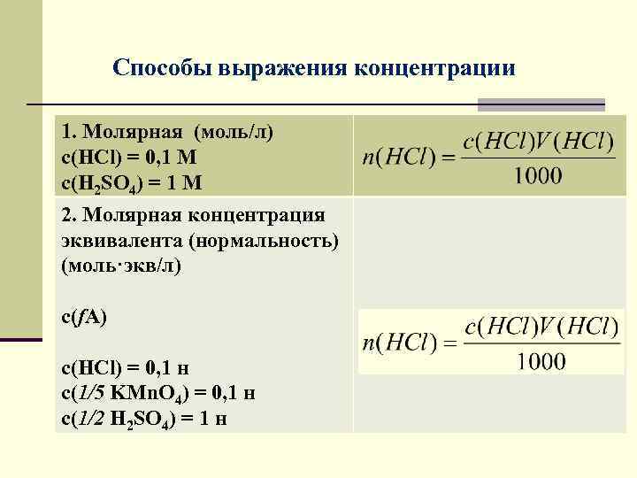10 7 моль л. Молярная концентрация h2so4. Молярная концентрация аналитическая химия. Способы выражения концентрации растворов. Молярная концентрация 0.1.