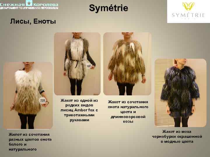 Symétrie Лисы, Еноты Жакет из одной из редких видов лисиц Amber fox с трикотажными