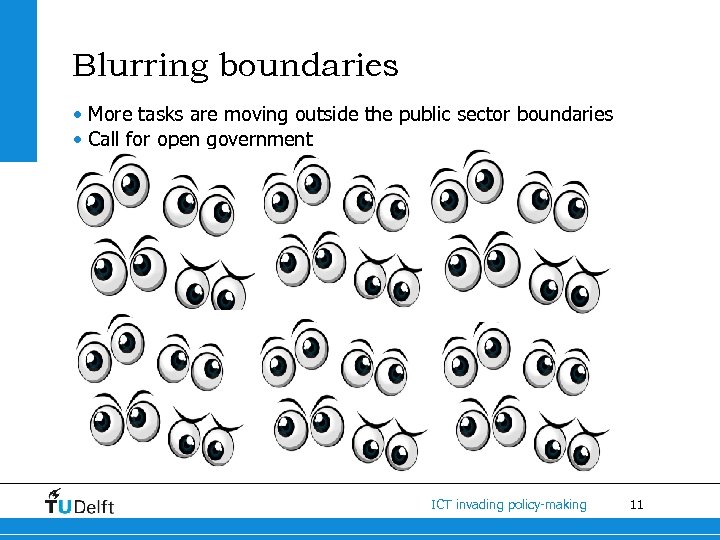 Blurring boundaries • More tasks are moving outside the public sector boundaries • Call
