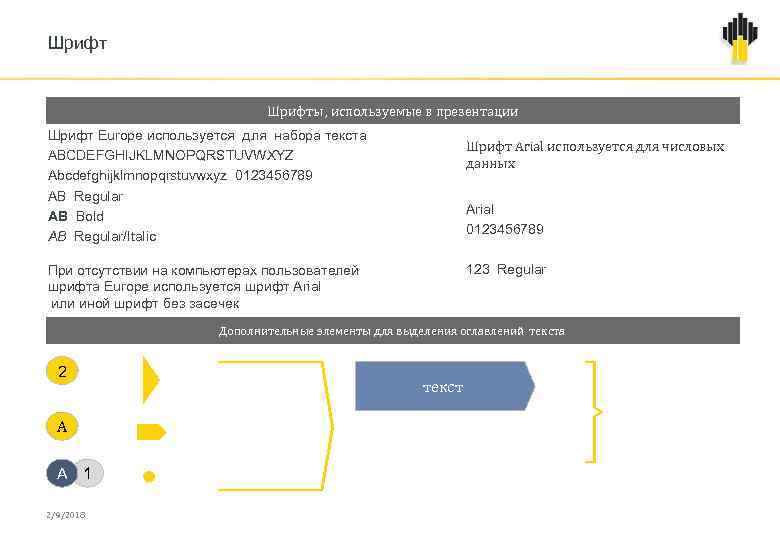 Шрифты, используемые в презентации Europe Шрифт Europe используется для набора текста Шрифт Arial используется