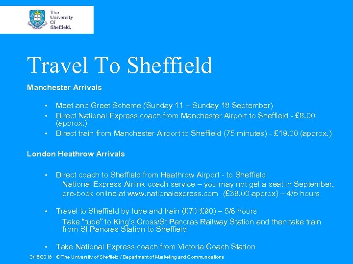 Travel To Sheffield Manchester Arrivals • • • Meet and Greet Scheme (Sunday 11