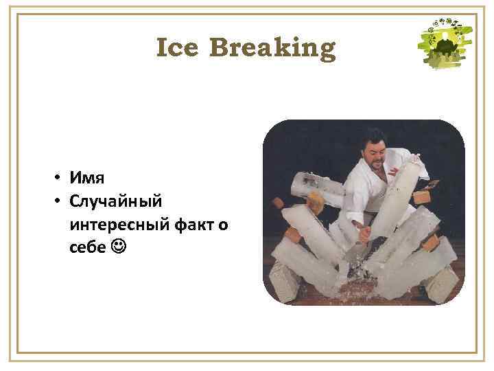 Ice Breaking • Имя • Случайный интересный факт о себе 