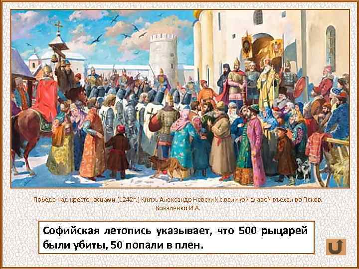 Победа над крестоносцами (1242 г. ) Князь Александр Невский с великой славой въехал во