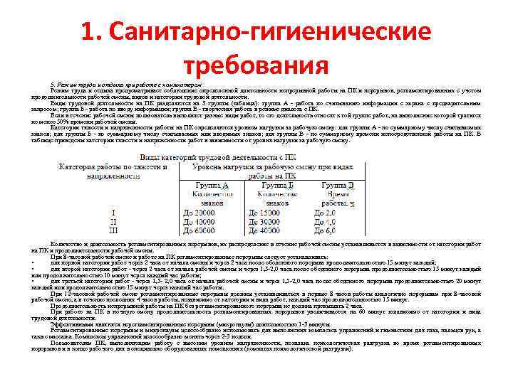 Санитарно гигиенические требования проект по технологии