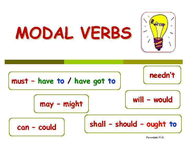 MODAL VERBS must – have to / have got to may – might can