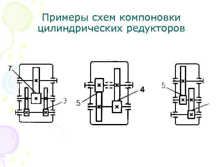 Примеры схем компоновки цилиндрических редукторов 