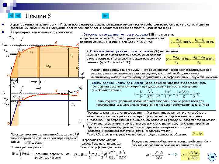 Лекция 6 n n Fмакс Характеристики пластичности – Пластичность материала является важным механическим свойством