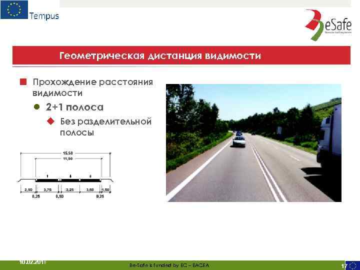 Геометрическая дистанция видимости ■ Прохождение расстояния видимости ● 2+1 полоса ◆ Без разделительной полосы