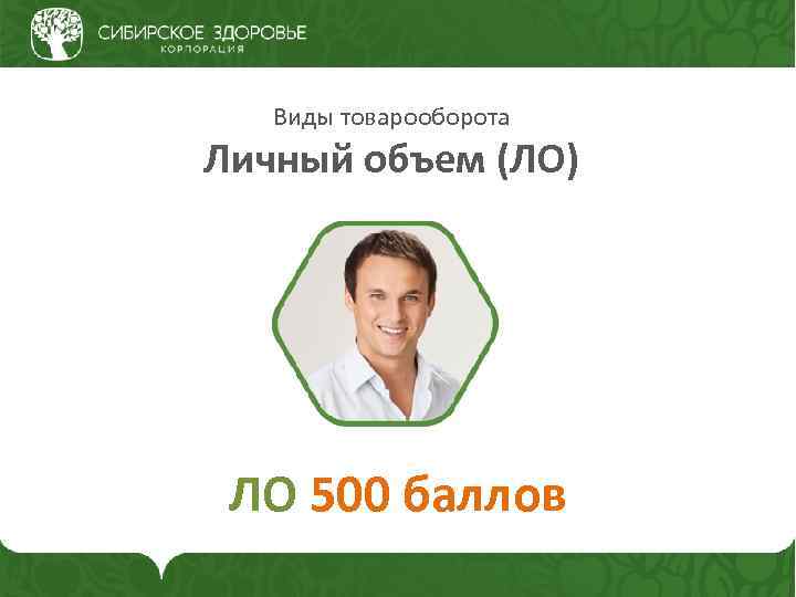 Виды товарооборота Личный объем (ЛО) ЛО 500 баллов 