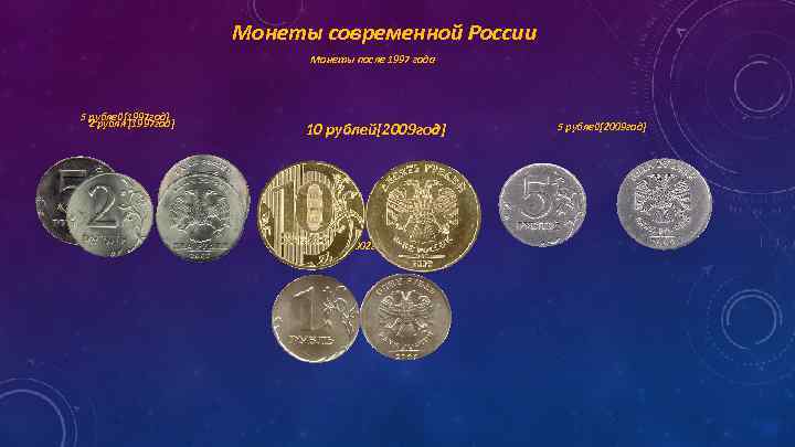 Монеты современной России Монеты после 1997 года 5 рублей[1997 год] 2 рубля [1997 год]