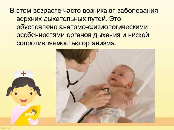 В этом возрасте часто возникают заболевания верхних дыхательных путей. Это обусловлено анатомо-физиологическими особенностями органов