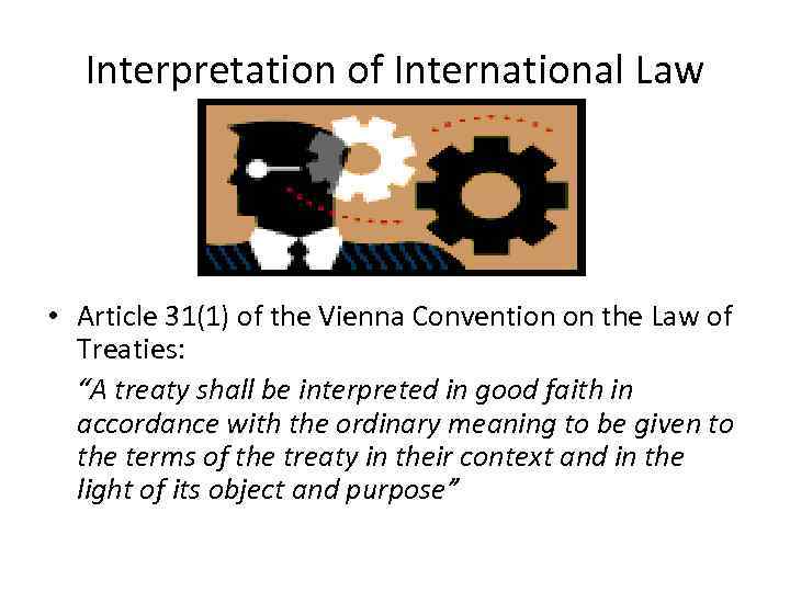 Interpretation of International Law • Article 31(1) of the Vienna Convention on the Law