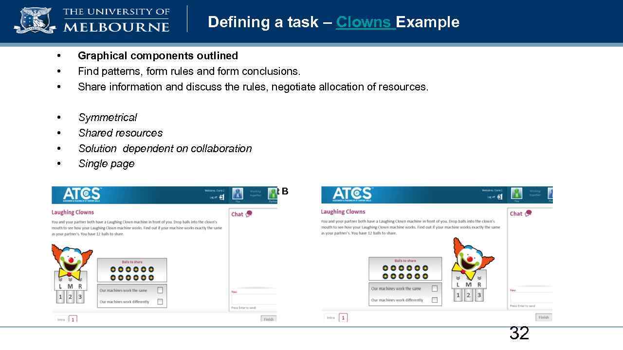 Defining a task – Clowns Example • • • Graphical components outlined Find patterns,