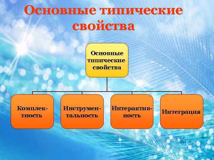 Основные типические свойства Комплектность Инструментальность Интерактивность Интеграция 