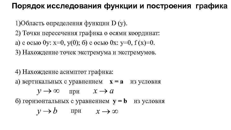 План исследования функции и построение графика