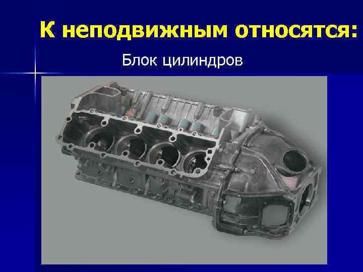 К неподвижным относятся: Блок цилиндров 