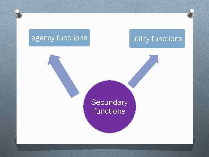 agency functions utility functions Secundary functions 