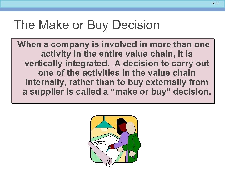 12 -11 The Make or Buy Decision When a company is involved in more