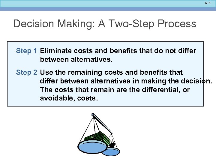 12 -4 Decision Making: A Two-Step Process Step 1 Eliminate costs and benefits that